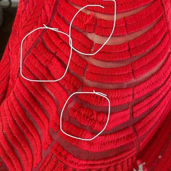 Bardot Lipstick Red Mesh Lace Embroidered Sheath Dress Sz 4/XS - Picture 12 of 14